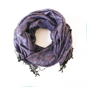 NWOT: Shimmering Jacquard Scarf/Wrap, Grey/Purple
